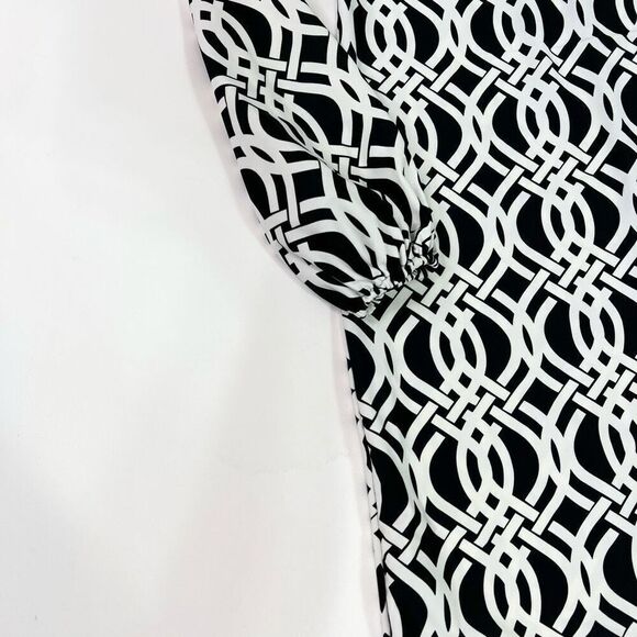 Jude Connally Shift Dress Womens XS Black White Trellis Elastic preppy mature - Picture 2 of 11